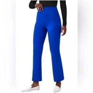 SPANX Perfect Fit Kick Flare Pants Size LG Cerulean Blue Pull On Stretch Work